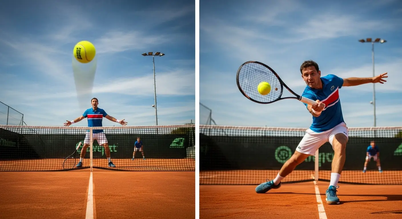 Comparison of a successful ace and a serve that is touched by the opponent, illustrating what qualifies as an ace in tennis