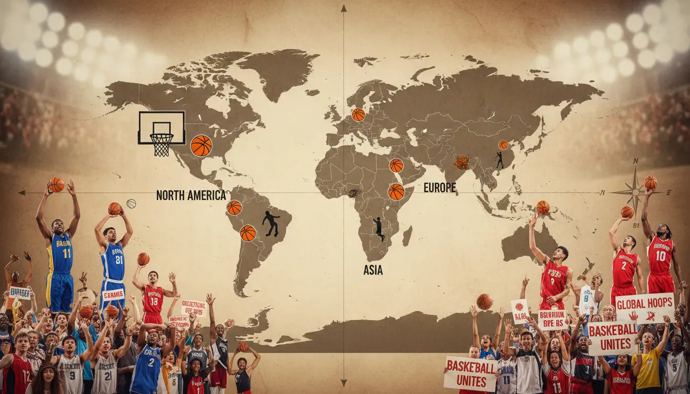 Global map showing basketball's international reach and popularity