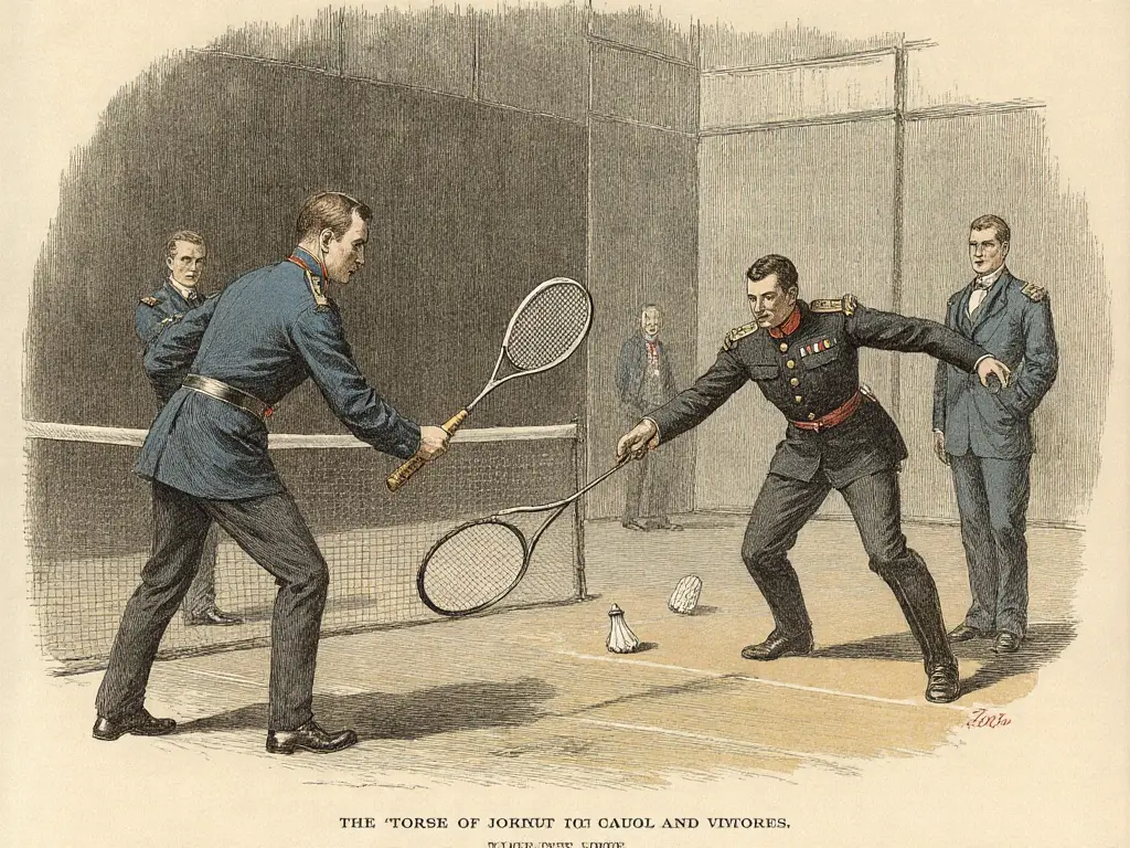 British officers playing badminton in the 19th century