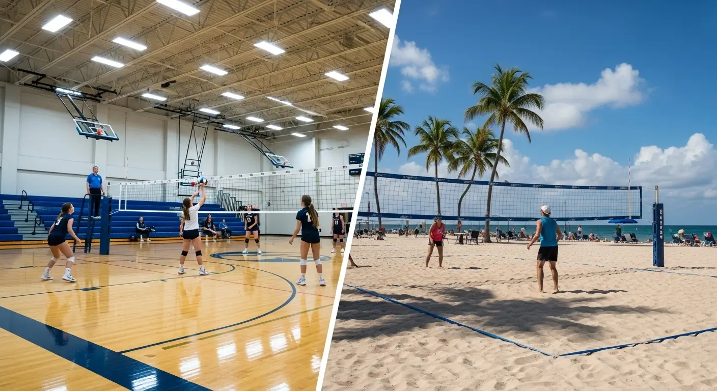 Indoor court vs beach volleyball surface comparison