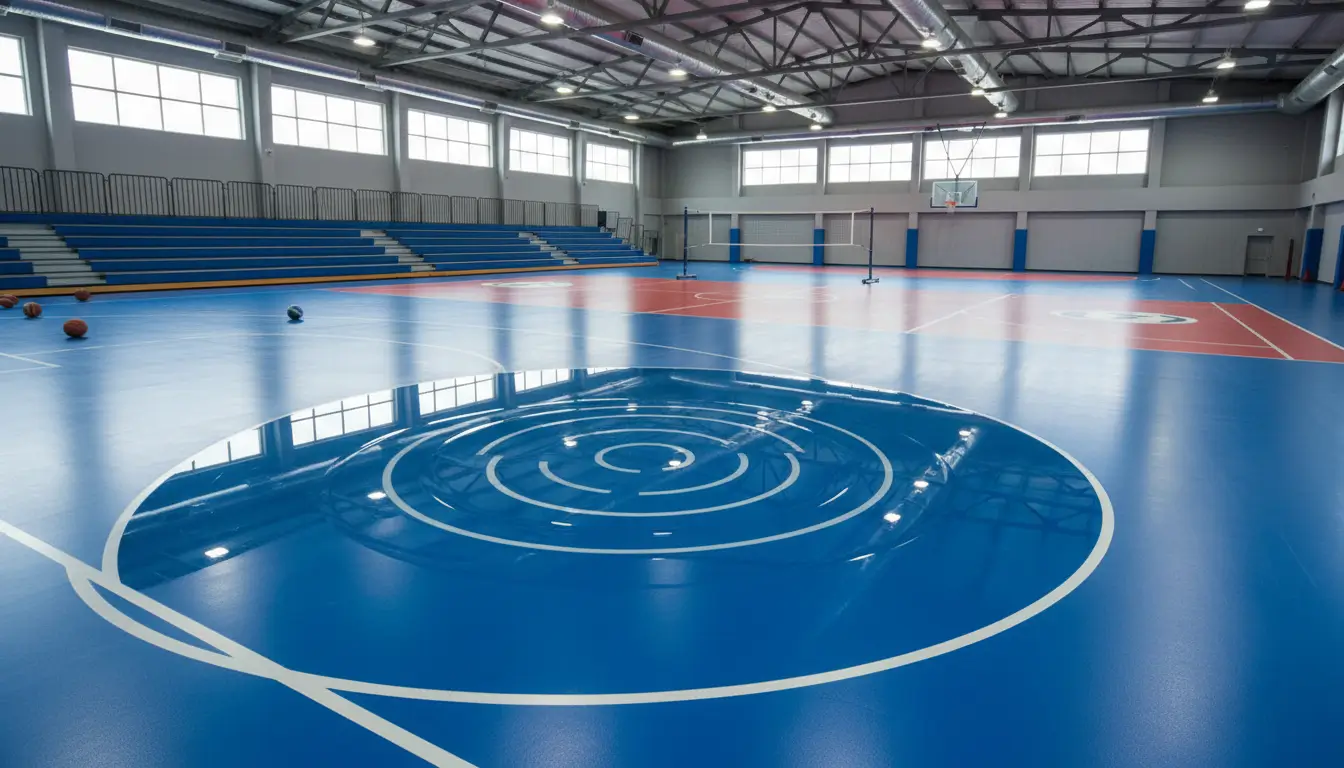 Vinyl and PVC flooring in an indoor gym for volleyball and basketball courts