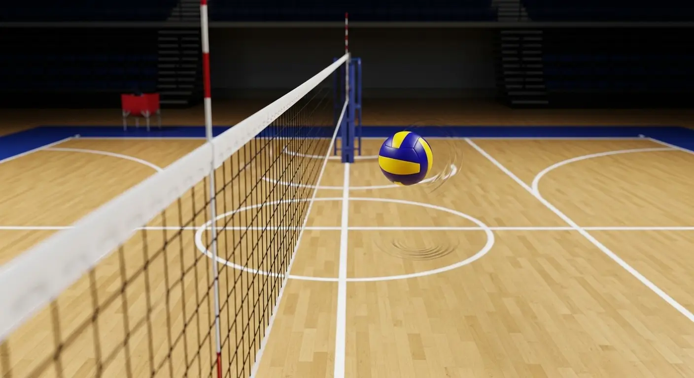 Volleyball ball landing untouched for an ace