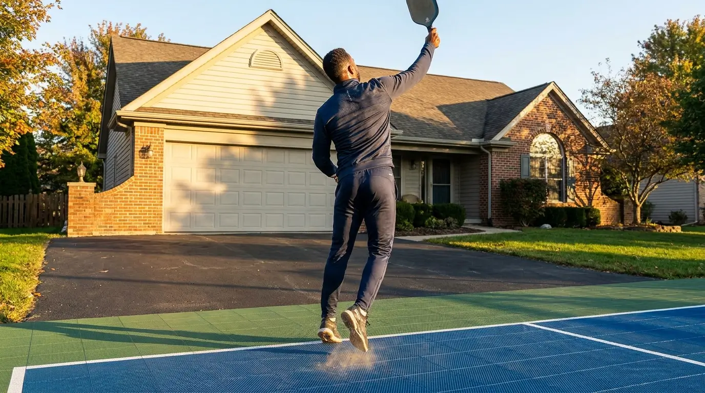 Elite players competing on a perfectly installed driveway surface with sport tiles.