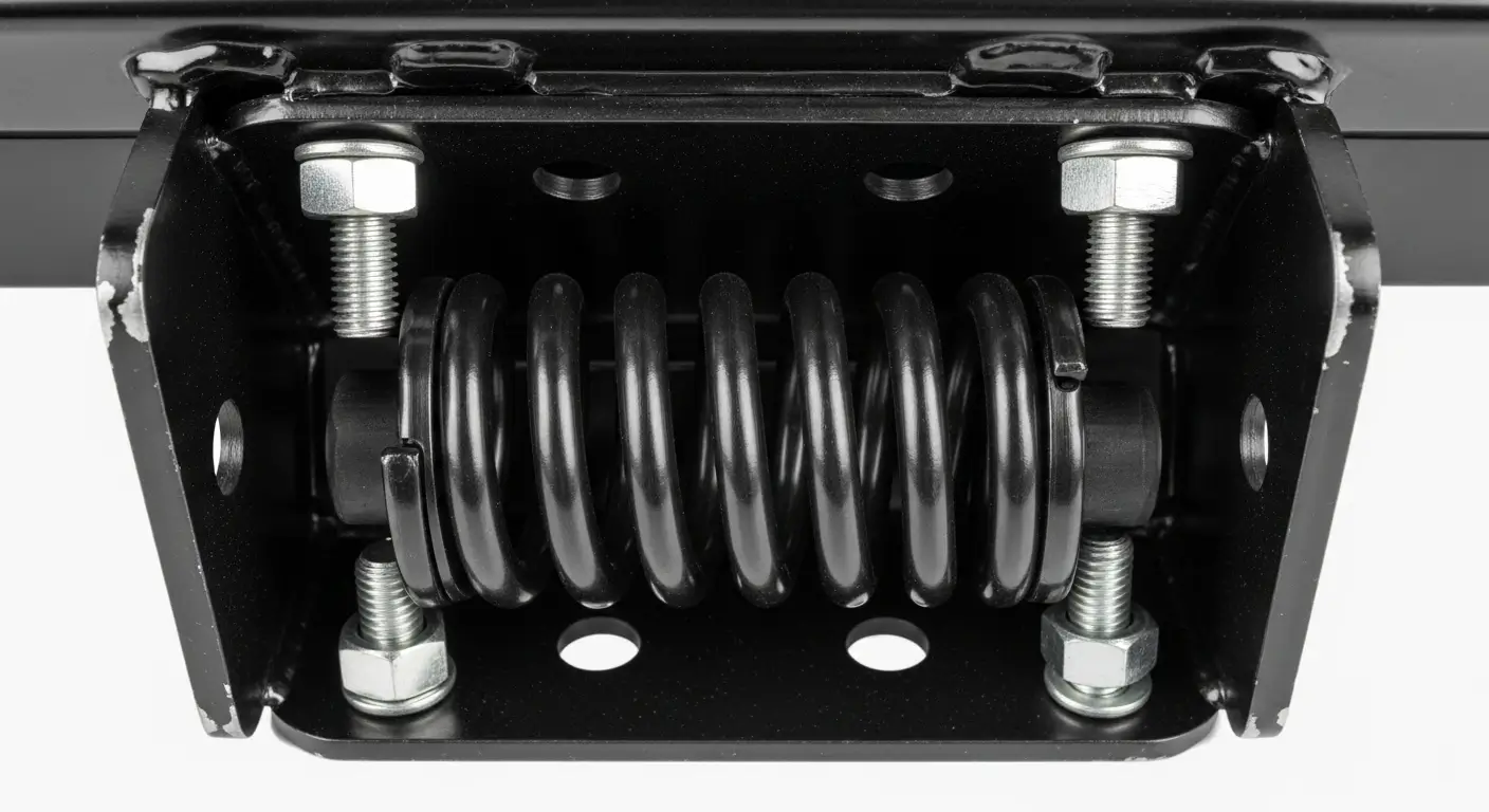 Close up diagram of a breakaway basketball rim showing the spring and pivot points for lubrication.
